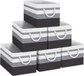 Fab totes Storage Bins [6-Pack], Foldable Storage Baskets for Organizing Toys, Books, Shelves, Closet, Large Storage Box with Rope Handles, Sturdy Organizer Bins,Gradient Grey