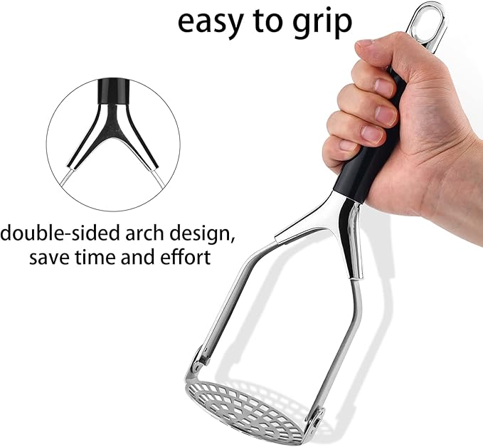 Joyoldelf Heavy Duty Stainless Steel Potato Masher, Folding Masher Kitchen Tool & Food Masher/Potato Smasher, Perfect for Avocado, Bean, Vegetable, Fruits, Baby Food, Meat
