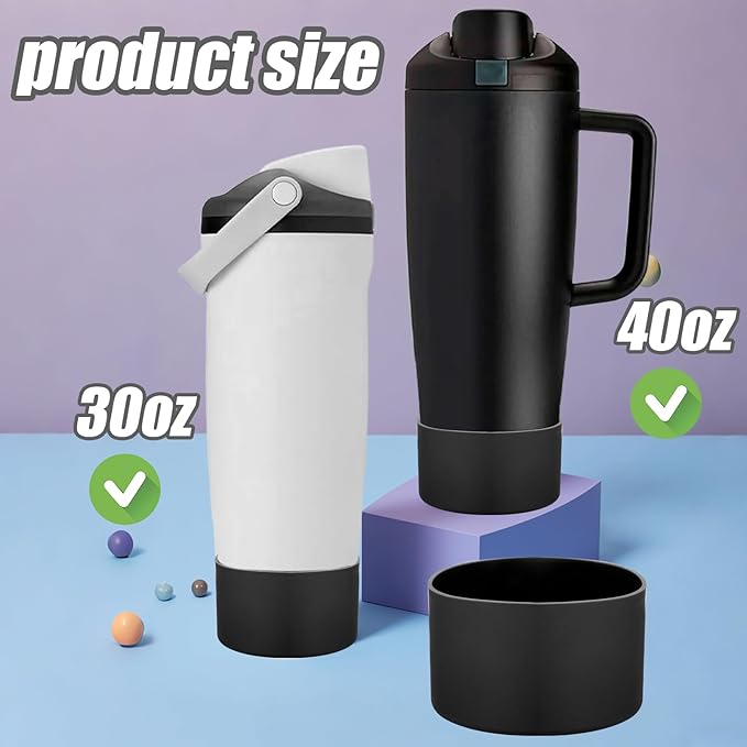 Mity rain 2PCS Protective Silicone Boots for Owala 30oz & 40oz FreeSip Sway Bottles & Tumblers - Accessories for owala, Enhances Stability & Prevents Scratches (Black)