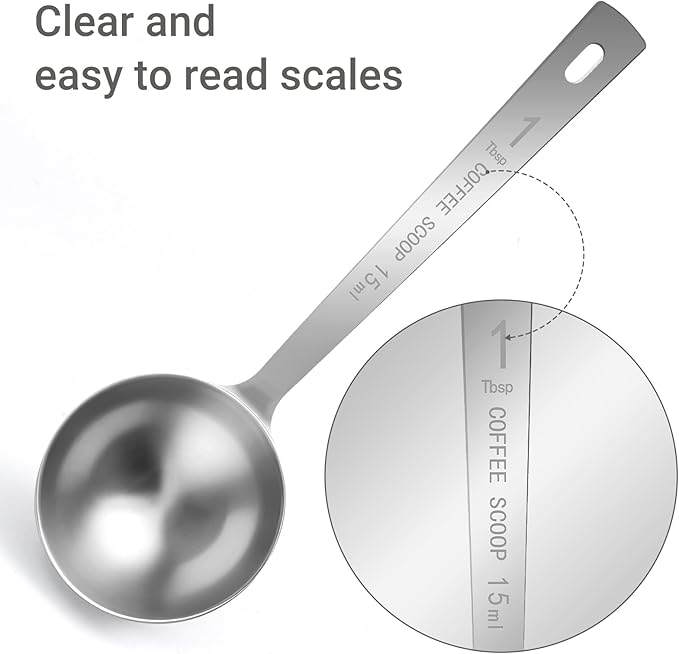 4Pcs Coffee Scoop Spoon - 1 Tablespoon 15ML Stainless Steel Long Handle Measuring Spoons for Ground Coffee, Loose Tea and Powder