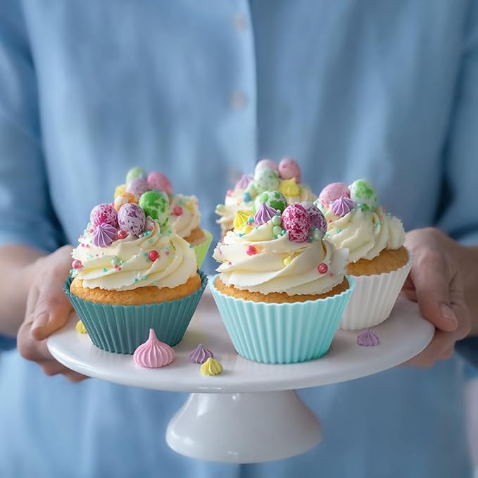 Silicone Cupcake Liners 34 Pack Baking Cups Muffin Liners Nostick Cake Molds Bento Lunch Box Dividers