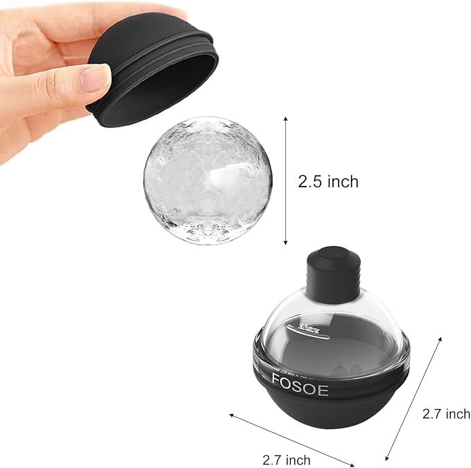 Silicone Ice Ball Molds for Whiskey - Set of 4 Round Makers with Lids for Cocktails, Bourbon, and Drinks