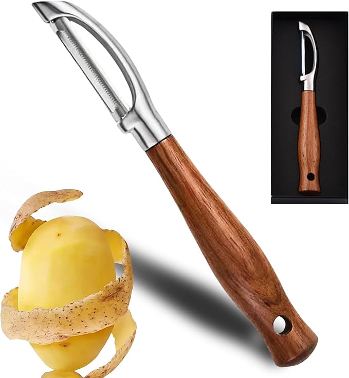 Professional Potato Peeler,Vegetable Peeler Stainless Steel,Carrot Peelers For Kitchen There Are Sharp Swivel Blades And Natural Anti Slip Wooden Handle,For Fruit And Vegetable Peeler