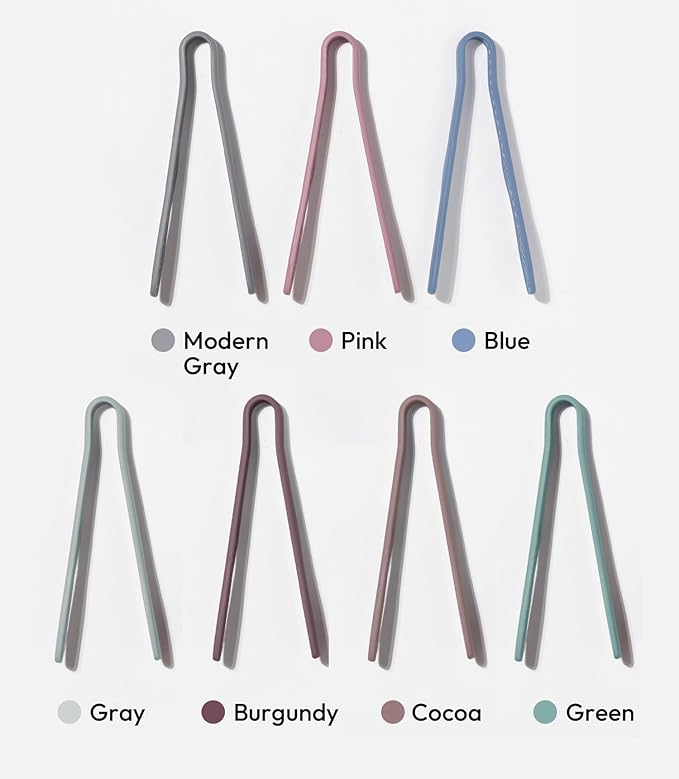 carrotez Mini Silicone Toaster Tongs, Anti-Slip,Non-Scratch Mini Tongs 7 Inch - Gray