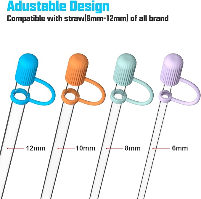 Adjustable Straw Cover for Stanley|Simple Modern|Yeti|Owala|Hydro Flask|Reduce|Maars|Meoky|MaxBase|Beast|Hydrapeak Cup, All Brand of Straw Accessories, Diameter 6mm-12mm, BPA Free, Dishwasher safe