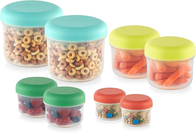 Snapware Meal Prep 16-Pc Plastic Mini Kit with Lids, 16-Oz, 8-Oz, 4-Oz, and 2-Oz Round Salad Dressing Container Set, Non-Toxic, BPA-Free Lid Plastic Cups, Microwave, Dishwasher, and Freezer Safe