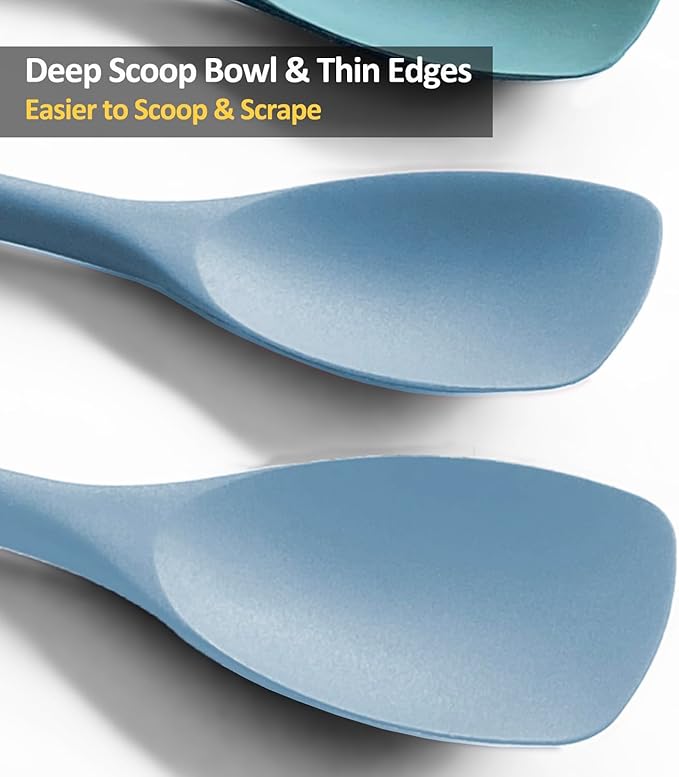 Upgrade Silicone Spatula Spoon Set,VOVOLY Heat Resistant Rubber Spoonula, Seamless Non-Stick Flexible Scrapers for Baking Mixing Tool,3 Pack,Starry Blue