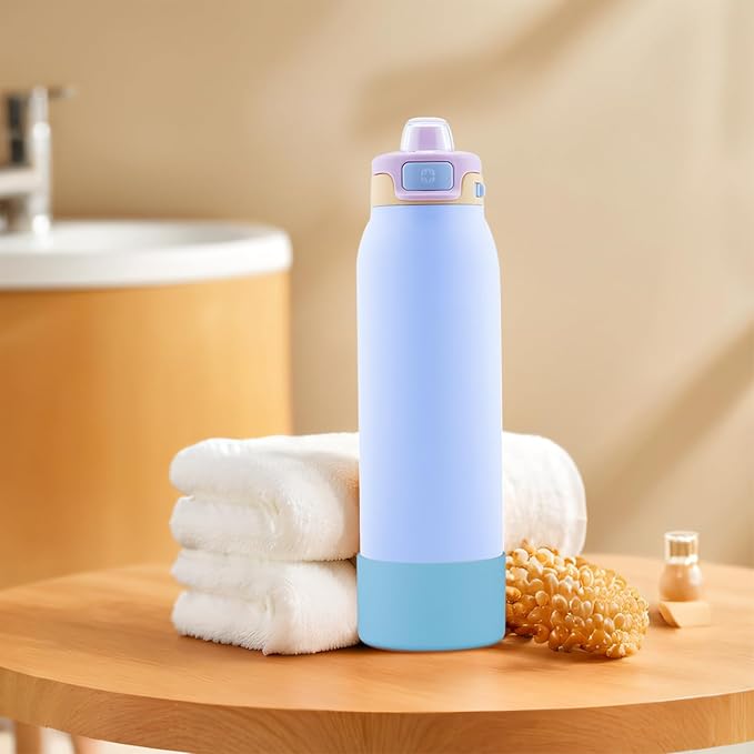 2 PCS Silicone Bottom for Ello Pop 32 OZ Water Bottle, Water Boot for Ello Pop,Avoid Scratches and Noise (Sky Blue, 22oz)