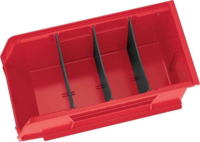 Akro-Mils 30230 AkroBins Plastic Storage Bins, Space-Saving Stackable Bins for Garage, Pantry, Craft Organization, 11-" x 5-" x 5-", Red, 12-Pack