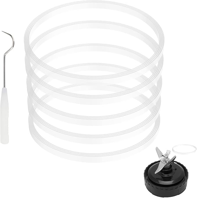 5 Pack Rubber Gaskets Replacement Seal White O-Ring for Nutri Ninja Pro Blender Blade Replacement for Ninja BL660 1100w BL770 1500w BL663 BL740 BL773CO BL780 BL780CO (3.22 inch Gaskets)