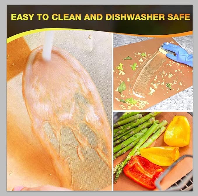 Grill Mats for Outdoor Grill Set of 6 BBQ Grill Mat Copper Grill Mat Heavy Duty Non Stick Grilling Sheet Reusable Easy to Clean-Electric Gas Charcoal Grill Outdoor Cooking Tools Accessories RV Camper