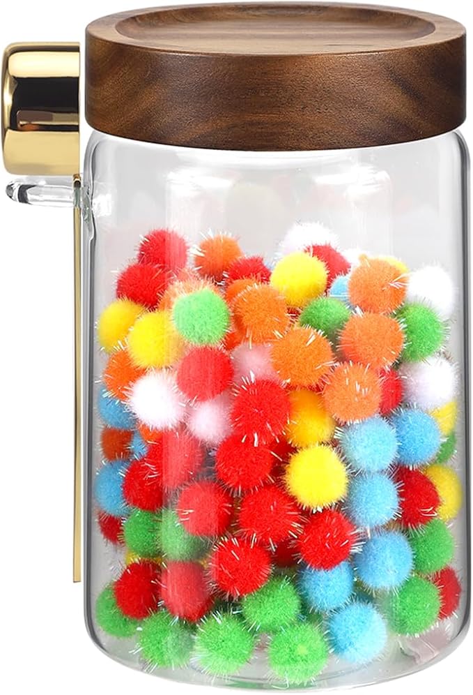 Glass Food Storage Jar with Lids Spoon Glass Coffee Canister Borosilicate Glass Food Containers for Ground Coffee Beans Nut Pasta Sugar Candy Spice Rice Tea (900ml/30oz-1 pack-with spoon)