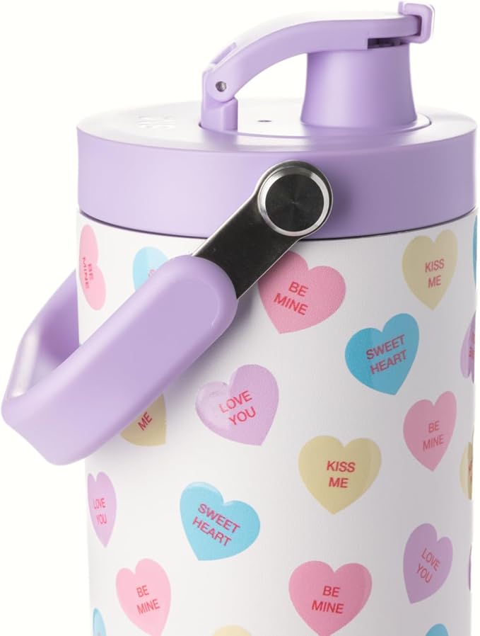 Simple Modern Valentine's Day Trek Pivot | 30oz Flip Straw Tumbler with Handle | Gifts for Her | Water Bottle & Boot | Interchangeable Straw & Chug Lids | Stainless Steel Jug | Word Hearts