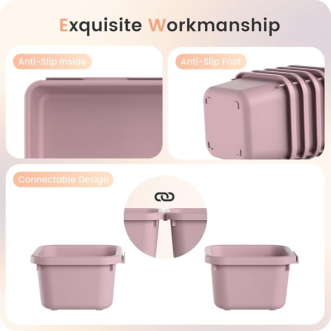 A-LuGei 【𝟮𝟴𝗣𝗖𝗦】 【𝟱𝗦𝗶𝘇𝗲】 Purple Drawer Organizer, Makeup organizer, 【Holds 177 Items】 Bathroom Organizers and Storage, Plastic Desk Organizer Divider, Organizer Bins for Office Vanity