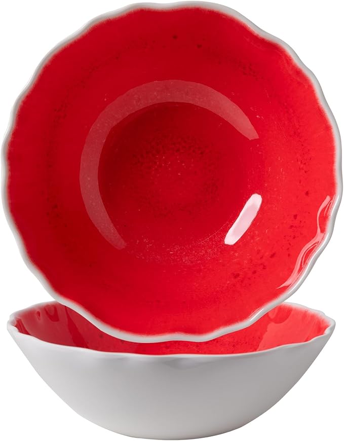 Melamine Large Serving Bowls, 12x4 ''And 130 OZ, Set of 2, Unbreakable and Dishwasher Safe Bowls Set for Serving Salad, Fruit, Pasta and Side Dishes on Christmas,Party All Occasions, Red