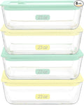 Urban Green Glass Food Container Set with Glass Lid, 4 Pack, Food Storage Containers with Airtight Lid, LeakProof, 100% Plastic Free, Meal Prep Container Set