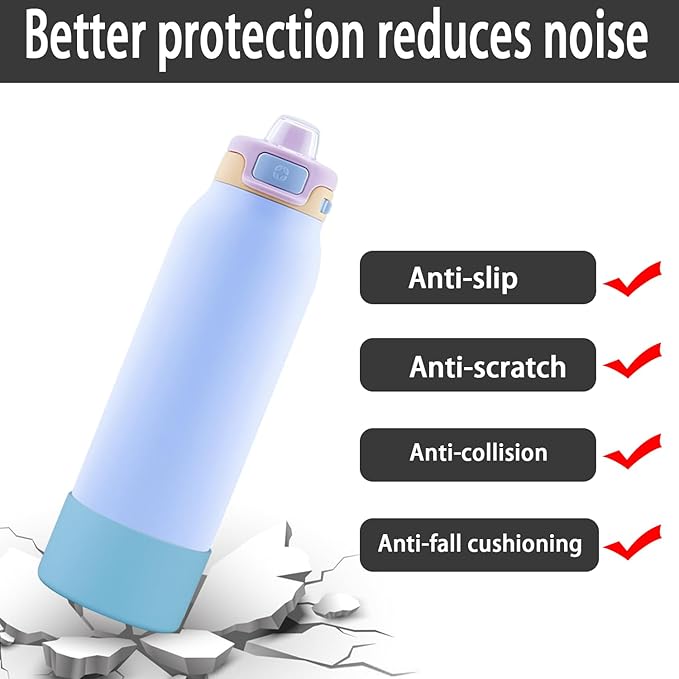 2 PCS Silicone Bottom for Ello Pop 32 OZ Water Bottle, Water Boot for Ello Pop,Avoid Scratches and Noise (Sky Blue, 22oz)