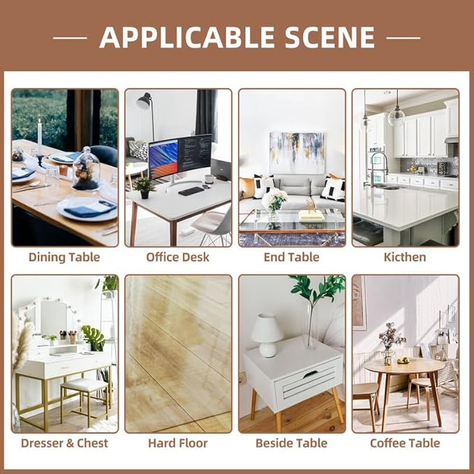 Warmstar Clear Table Cover Protector 12 x 28 Inch,1.5mm Thick Plastic Table Cover Rectangle,PVC Clear Table Protector,Desk Protector Mat for Kitchen, Dresser, Writing Desk，Dining Room Table