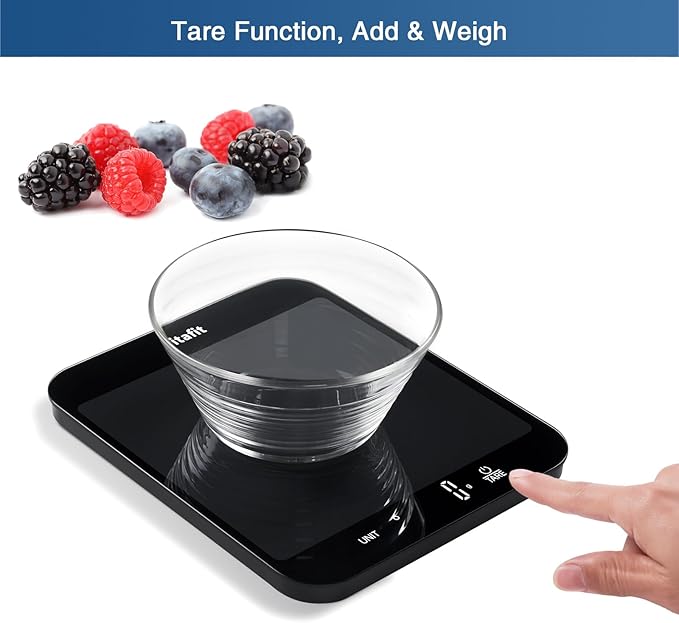 Vitafit 33lb/15kg Food Scale in 1g/0.1oz Precision, High Accuracy Assured by Professional Factory Since 2001, Kitchen Scale for Cooking and Baking, LED Display, Black