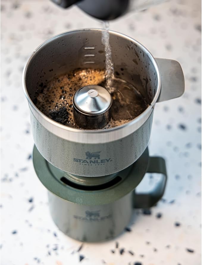STANLEY Perfect Brew Pour Over Set | 12 oz Camp Mug with Lid Included | Drip Coffee Maker with Reusable Filter | Insulated Stainless Steel | BPA-Free | Cream Gloss