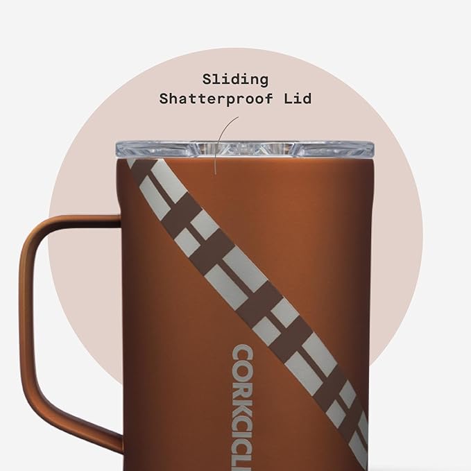 Corkcicle Classic Coffee Mug - Triple Insulated Stainless Steel for Travel - Shatter-Proof Lid - Keeps Drink Hot Over 3 Hours - Holiday Mug Gift - Great for Gifting Warmth - 16 oz - Chewbacca