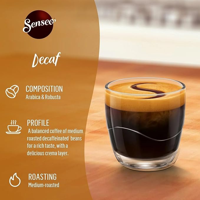 Senseo Decaf Coffee Pods – 480 Count (10 Packs) – Medium Roast with Smooth & Balanced Flavor and Rich Crema – Caffeine-Free Single-Serve Coffee Pads Compatible with Senseo & PeleCom Machines