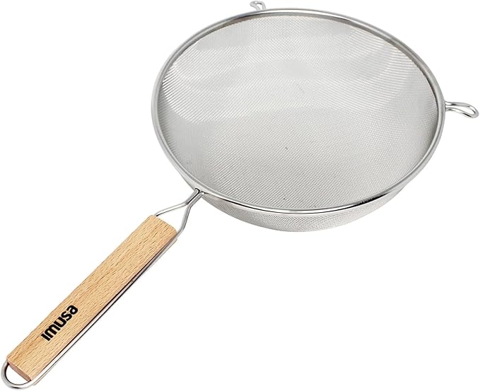 IMUSA USA Wood Stainless Steel Strainer Handle 8-Inch