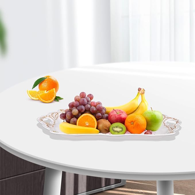 Melamine Serving Trays, 3-Pack Serving Tray Platter Trays for Serving Food, Melamine Tray Serving Platter for Gift, Party, Decor, Home, Restaurant (16" L x 11" W x 1.4" H)