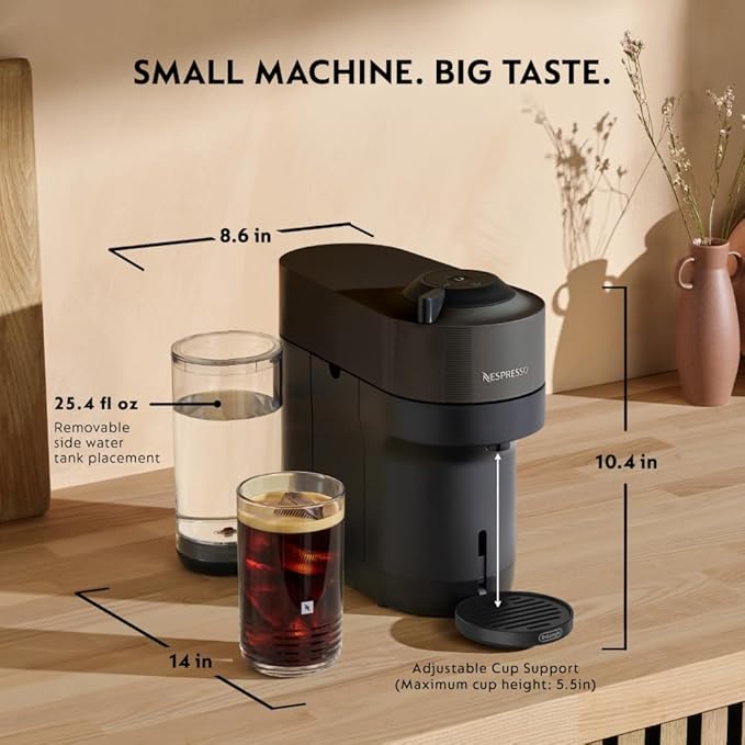 Nespresso Vertuo Pop+ Coffee and Espresso Machine by De'Longhi, Liquorice Black