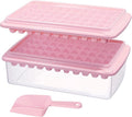 2 Pack Ice Cube Tray with Lid and Bin for Freezer, Easy Release 55 Nugget Ice Tray with Cover, Storage Container, Scoop. Perfect Small Ice Cube Maker Tray & Mold. Flexable Durable Plastic, BPA Free