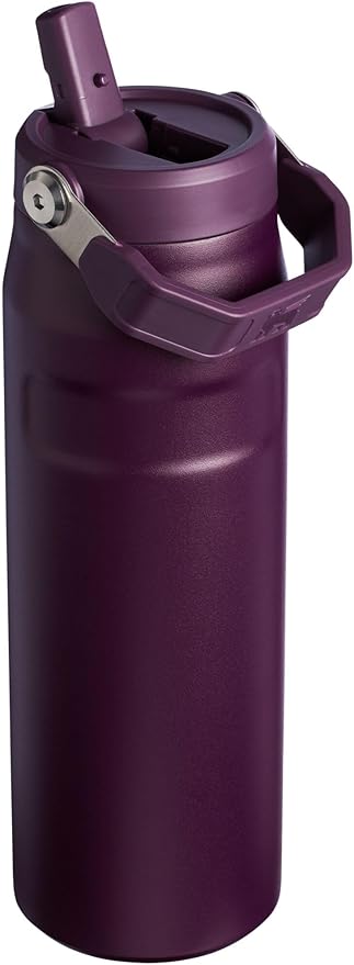 STANLEY IceFlow Flip Straw 2.0 Water Bottle 24 OZ | Built-In Straw with Larger Opening | Lightweight & Leak-Resistant | Insulated Stainless Steel | BPA-Free | Plum