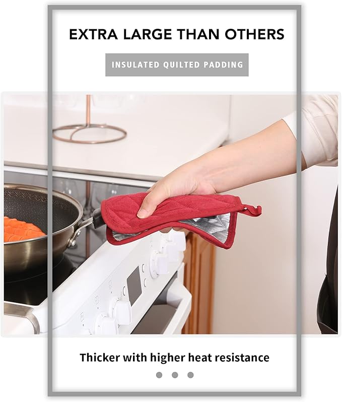 Joyhalo 6 Pack Pot Holders for Kitchen,Cotton Oven Holder with Great Heat Resistance,Non Slip Hot Pads for Kitchen Clearance,Dark Red