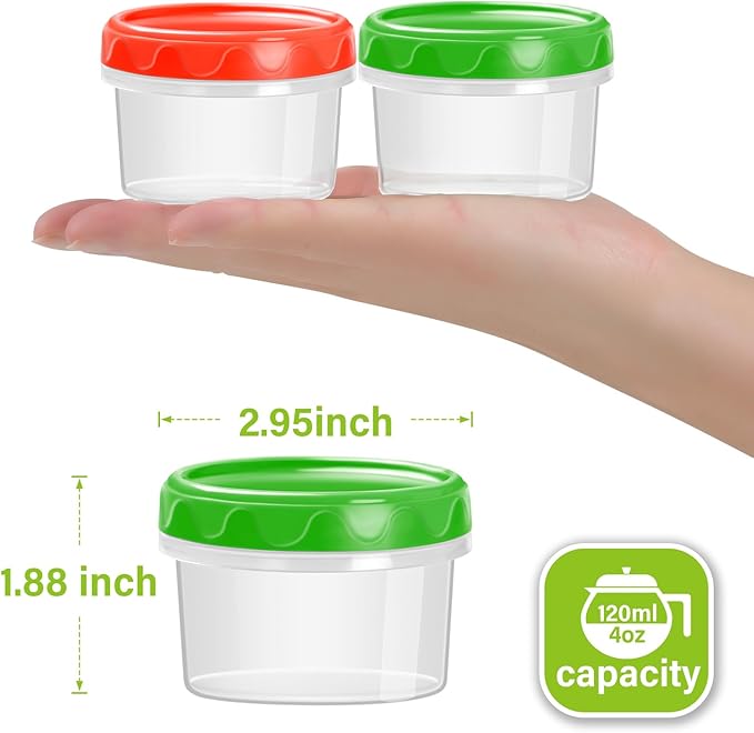 EONJOE 4oz Plastic Containers with Lids Reusable Dishwasher Freezer Safe Airtight,12-Pack