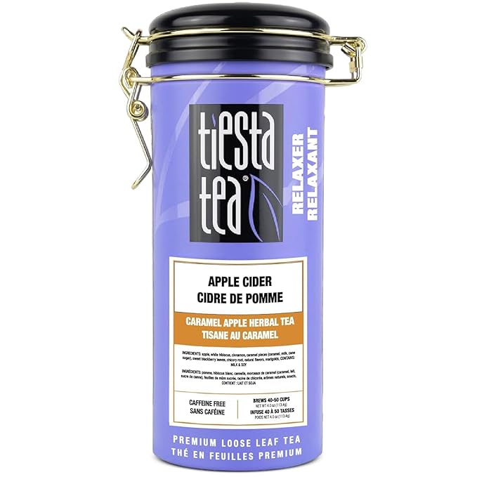 Tiesta Tea - Apple Cider, Loose Leaf, Caramel Apple Herbal Tea, Blend, Non-Caffeinated, Makes Hot or Iced Up to 40-50 Cups, 4oz Refillable Tin