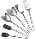 Cooking Spoon, Berglander 6 Pieces Spatula Set Stainless Steel, Metal Spatula, Serving Spoon, Kitchen Tools Set Non-Stick And Heat Resistant, Dishwasher Safe, Easy to Clean (6 Packs)