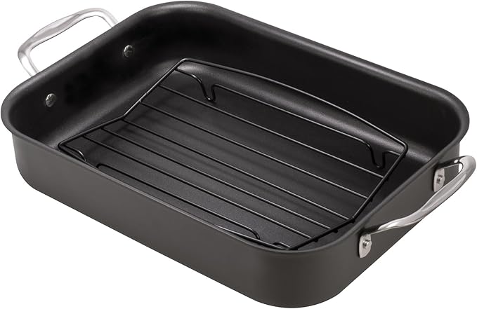 HIC Kitchen Roasting V-Shaped Baking Rack, Nonstick-Coated Steel, Fits Smaller Roasting Pans, 8 x 10.375 x 1.5-Inches