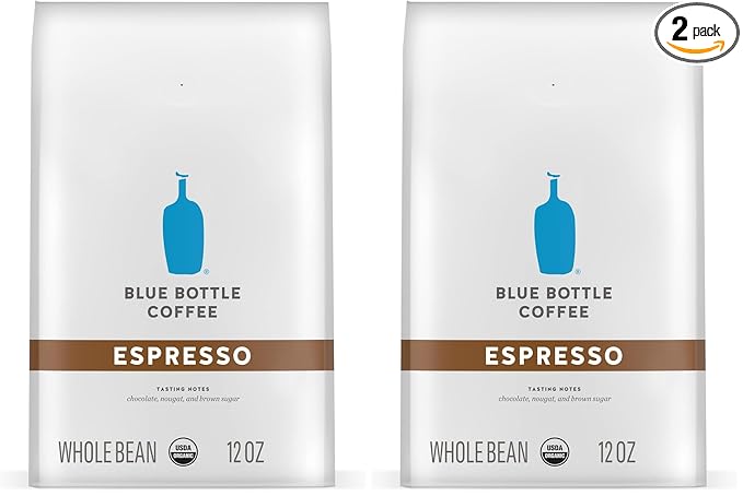 Blue Bottle Whole Bean Coffee, Dark Roast | Organic | Espresso Style | 12 Ounce | Pack of 2