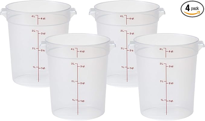 Cambro 4 qt Round Polypropylene Food Storage Container - Camwear® (Pack of 4)