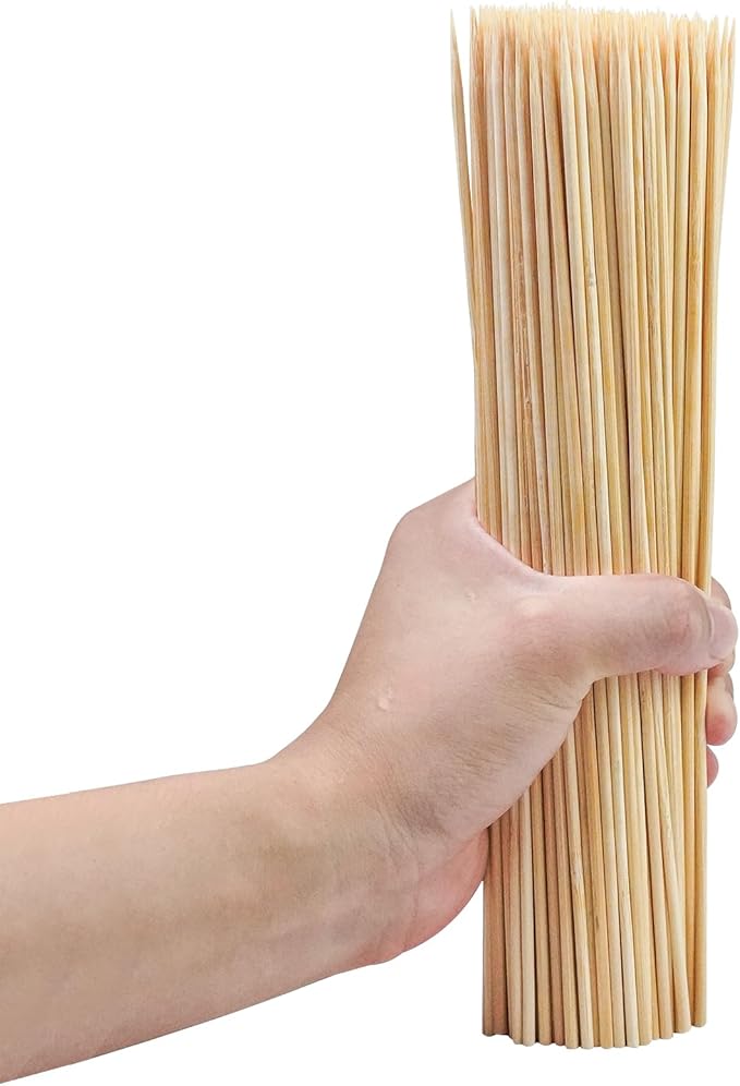 200PCS 10 inch Bamboo Skewers for BBQ,Appetizer,Fruit,Cocktail,Kabob,Chocolate Fountain,Grilling,Kitchen, Crafting and Party. More Size Choices 6"/8"/10"/12"/36"
