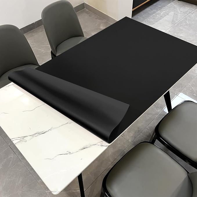 Table Pads - 32x60 Inch Waterproof Easy to Clean Can Conceal Flaws Protector The Table Top from Scratches Used for Dining (Black+Black 32x60)
