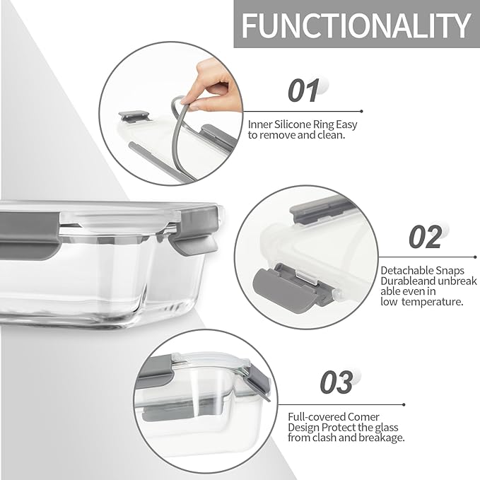 10 Pack Glass Meal Prep Containers with Lids - Airtight, Leak-proof, Bpa-free, Microwave, Oven, Freezer & Dishwasher Safe