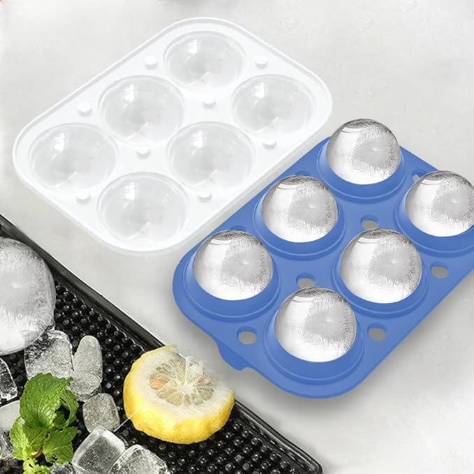 ROTTAY Ice Cube Trays (Set of 2), Sphere Ice Ball Maker with Lid & Large Square Ice Cube Maker for Whiskey, Cocktails and Homemade, Keep Drinks Chilled