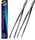 JETKONG 2 Pcs 12-Inch Food Tweezer Tongs, Stainless Steel Kitchen Tweezer Cooking Tweezers (Black)