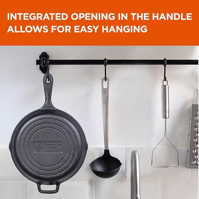 Commercial CHEF 10.25 Inch Preseasoned Cast Iron Skillet, Cast Iron Pan with Dual Pour Spouts