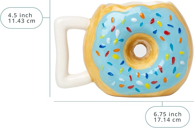 Comfify Ceramic Donut Mug – Chocolate Glaze with Sprinkles – Funny “MMM... Donuts!” Quote – 14 oz Coffee Cup