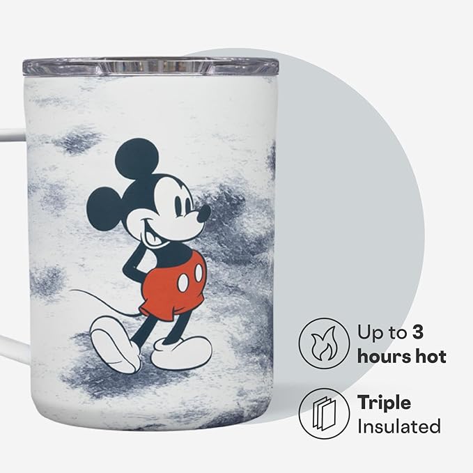 Corkcicle Classic Coffee Mug - Triple Insulated Stainless Steel for Travel - Shatter-Proof Lid - Keeps Drink Hot Over 3 Hours - Holiday Mug Gift - Great for Gifting Warmth - 16 oz - Mickey Tie Dye