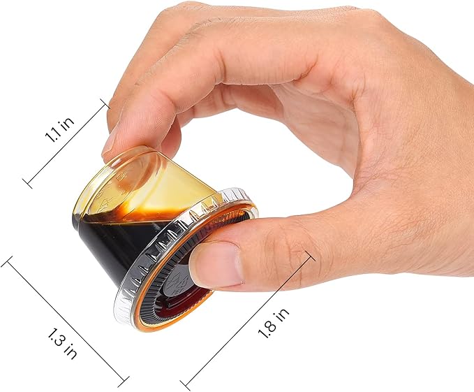 EDI [1 OZ, 100 Sets] Clear Disposable Plastic Portion Cups With Leakproof Lids | Jello Shot, Condiment, Dipping Sauce, Souffle Cups | BPA Free | Recyclable