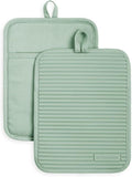 KitchenAid Ribbed Soft Silicone Pot Holder 2-Pack Set, Pistachio Green, 7"x9"