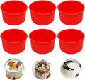 Silicone Cake Mold Baking Pan Round 4 Inch Non-Stick Bakeware Pan Reusable Cake Pan, Red, Set of 6