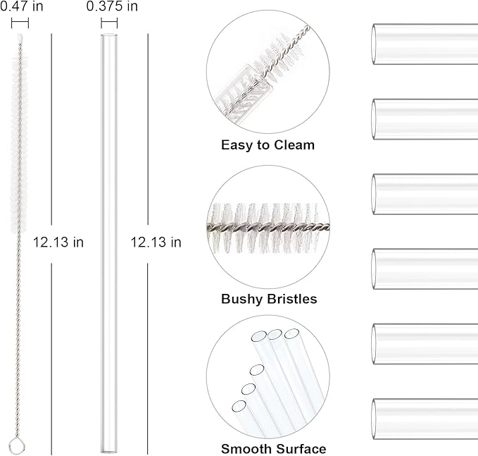 Aillwith 6 PCS Replacement Straws for Stanley Cup 40 oz 30 oz 64 oz Tumbler, Reusable Drinking Straws with Cleaning Brush for Stanley Cup Accessorie, BPA Free, Dishwasher Safe
